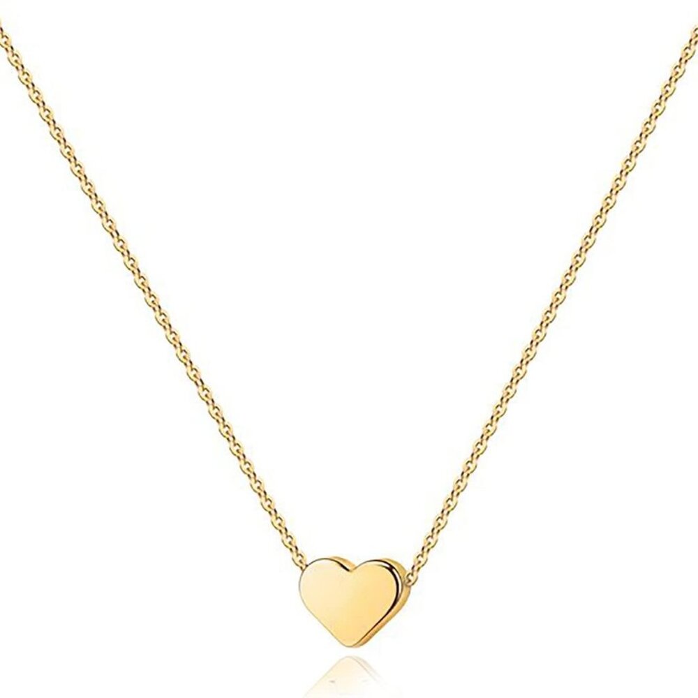 14K Gold Plated Cubic Zirconia Heart Necklace for Women